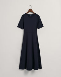 Flared Short Sleeve Crew Neck Dress