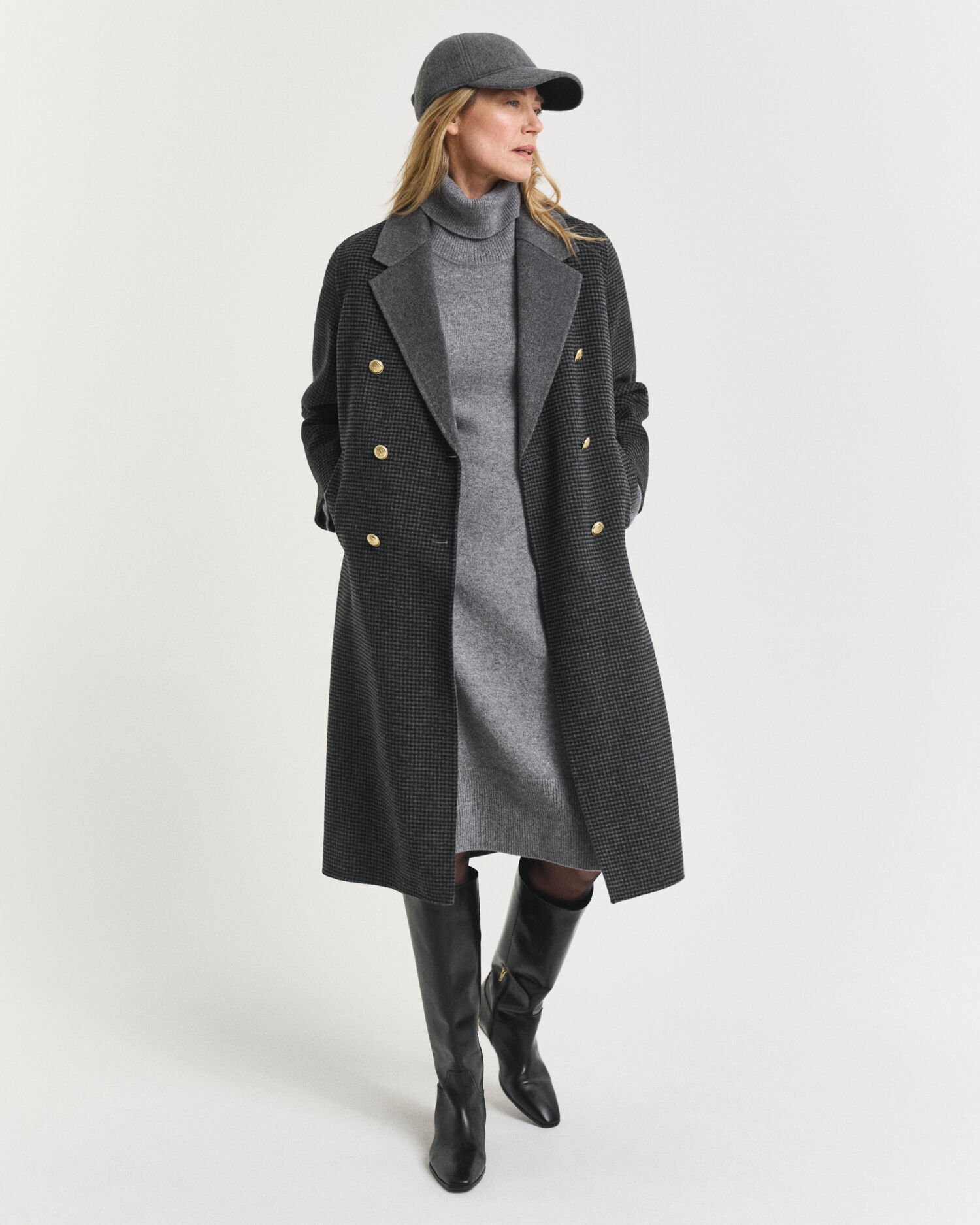 Knit Detail Turtleneck Dress