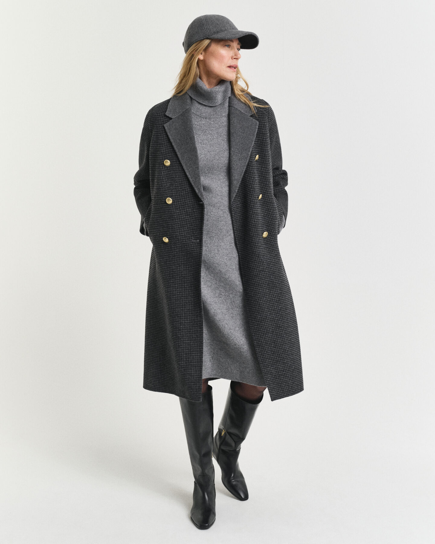 Knit Detail Turtleneck Dress