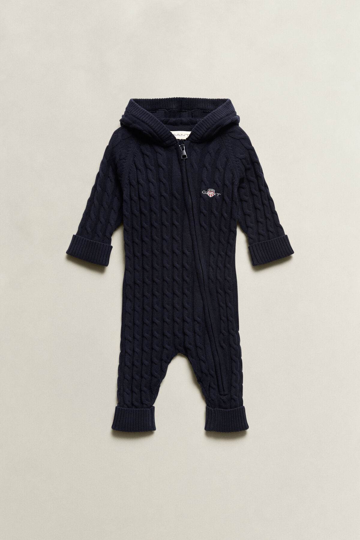 Baby Shield Cable Knit Sleepsuit — EVENING BLUE