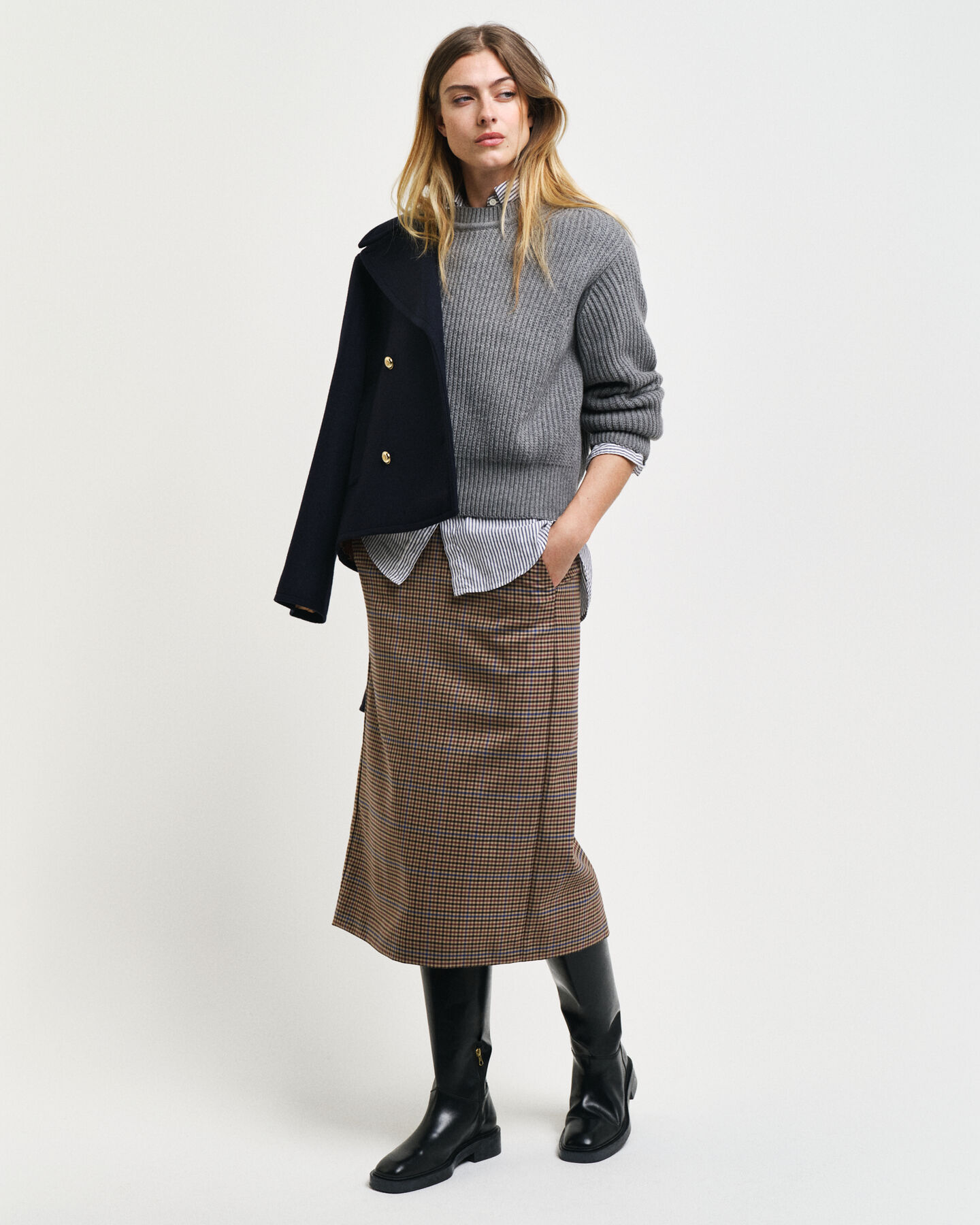 Checked Pencil Skirt