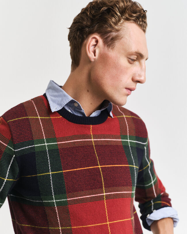 Checked Crew Neck Sweater