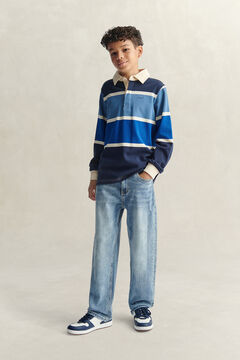 Teen Boys Striped Graphic Rugger — EVENING BLUE 6
