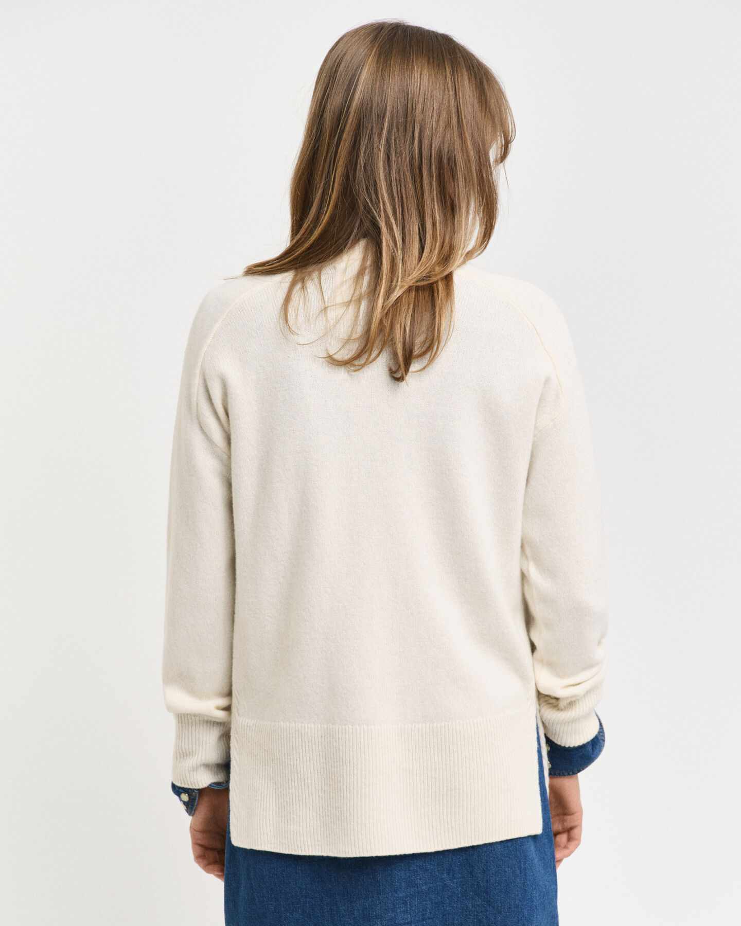 Wool Cashmere Blend Crew Neck Sweater