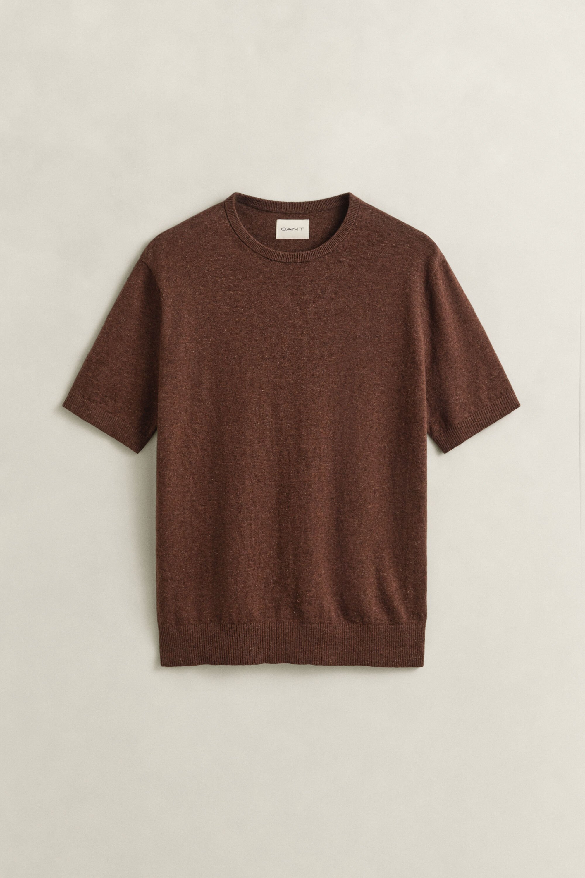 Slub Cotton Blend Short Sleeve Sweater