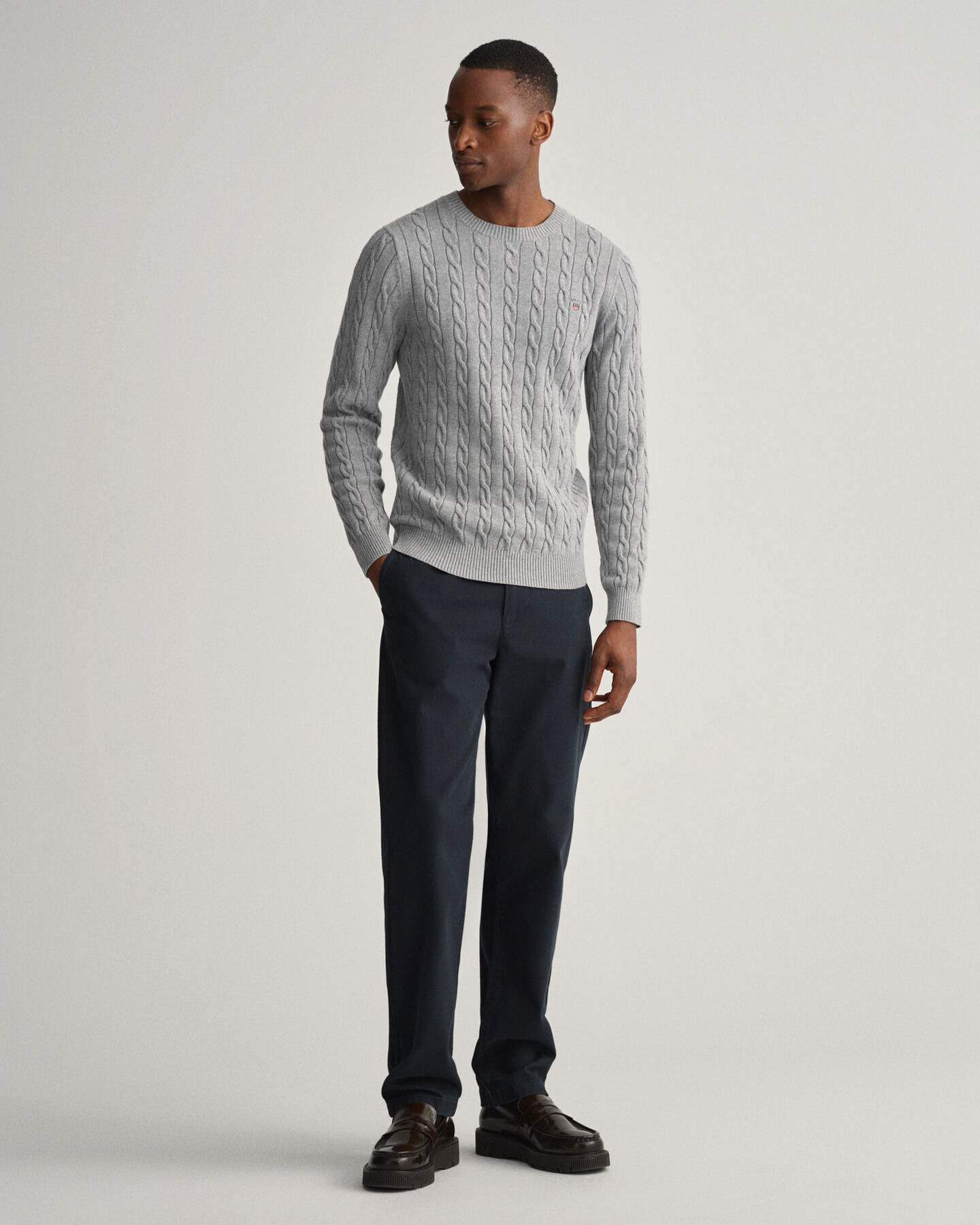Cotton Cable Crew Neck Sweater