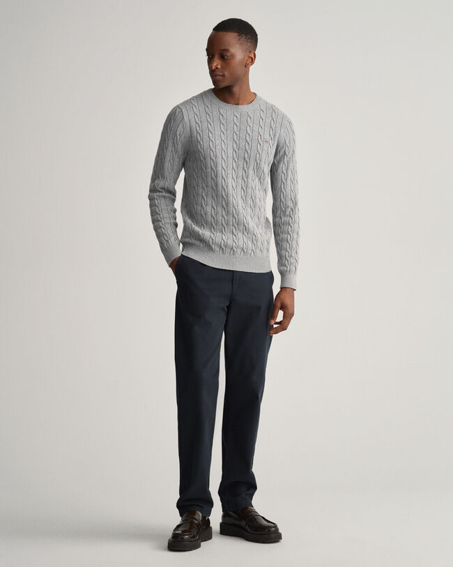 Cotton Cable Crew Neck Sweater