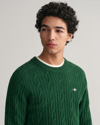 Lambswool Cable Knit Crew Neck Sweater