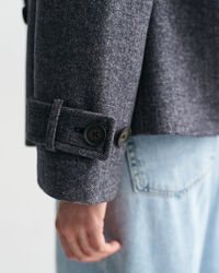 Cropped Herringbone Wool Jacket