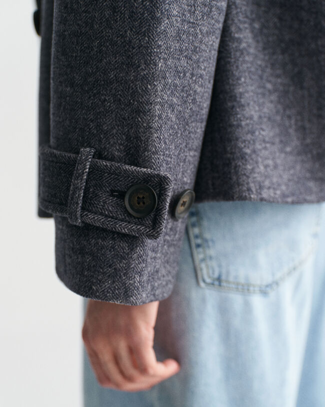Cropped Herringbone Wool Jacket