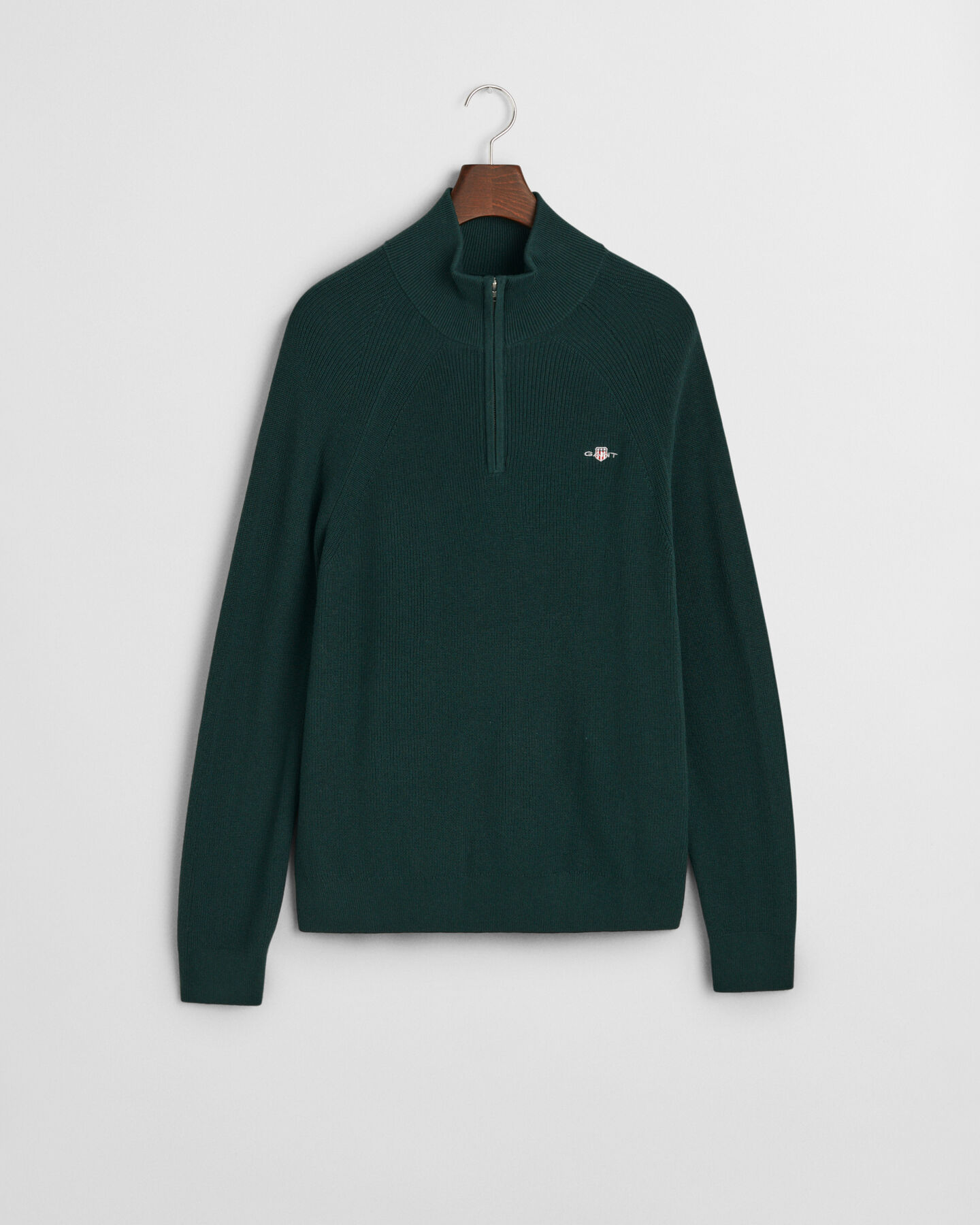 Ribbed Cotton Wool Half-Zip Sweater