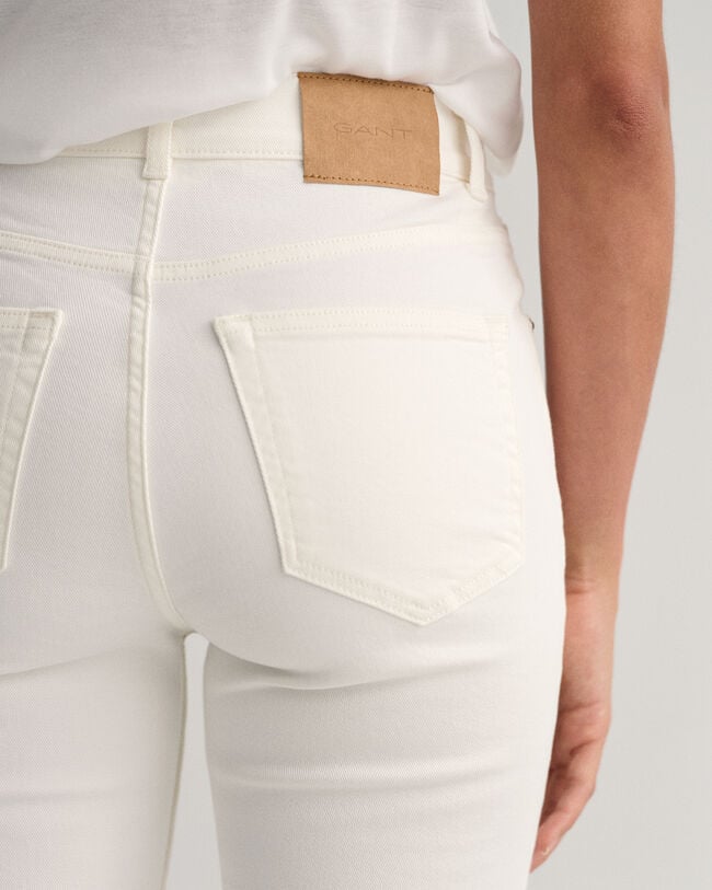 White Cropped Slim Fit Jeans