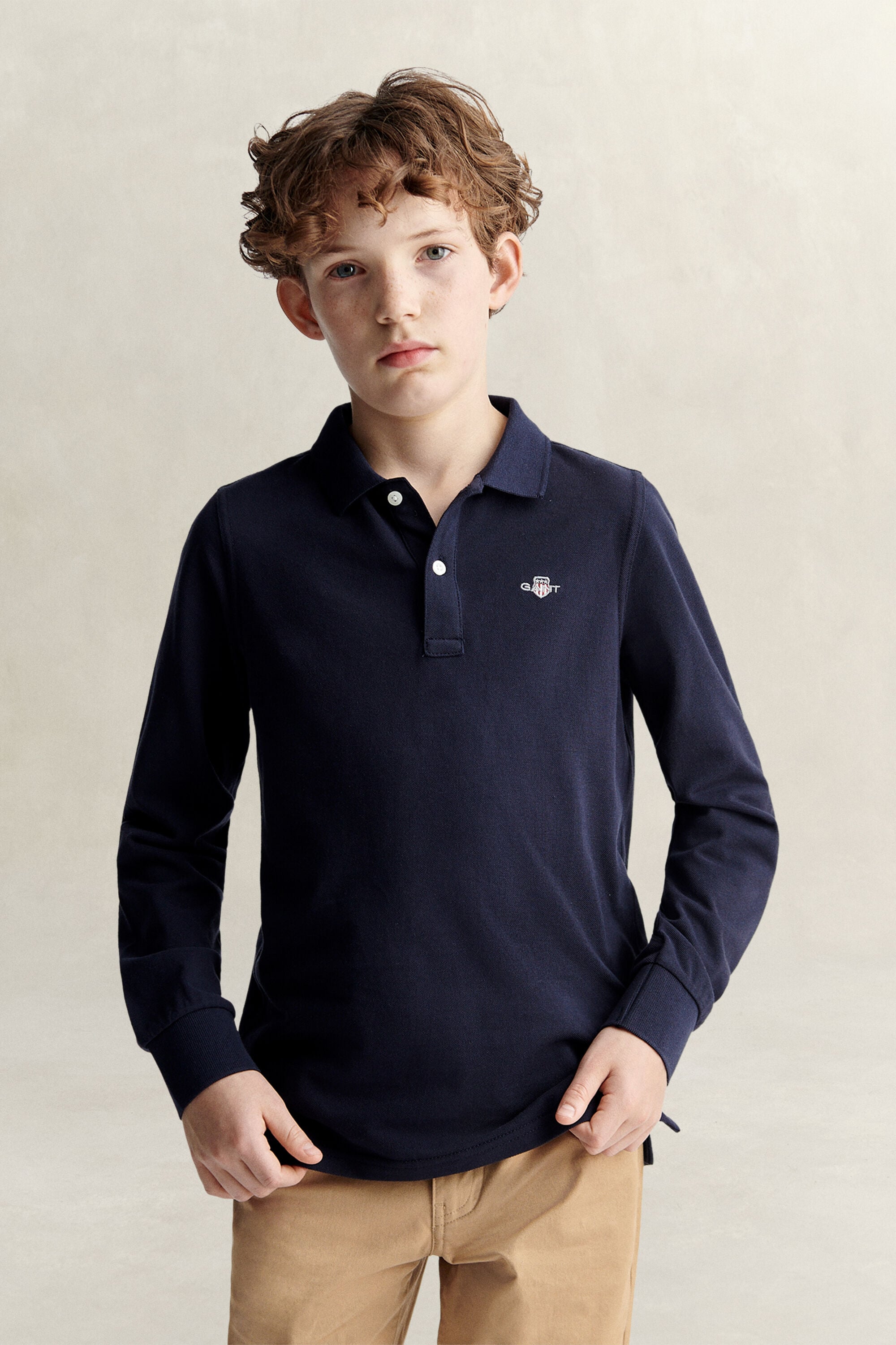 Teen Boys Shield Long Sleeve Polo Shirt