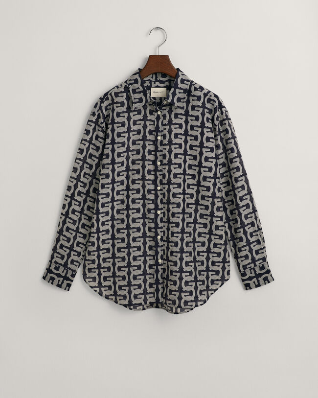 Relaxed Fit G Patterned Cotton Silk Shirt