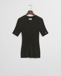 Contrast Ribbed Short Sleeve Sweater