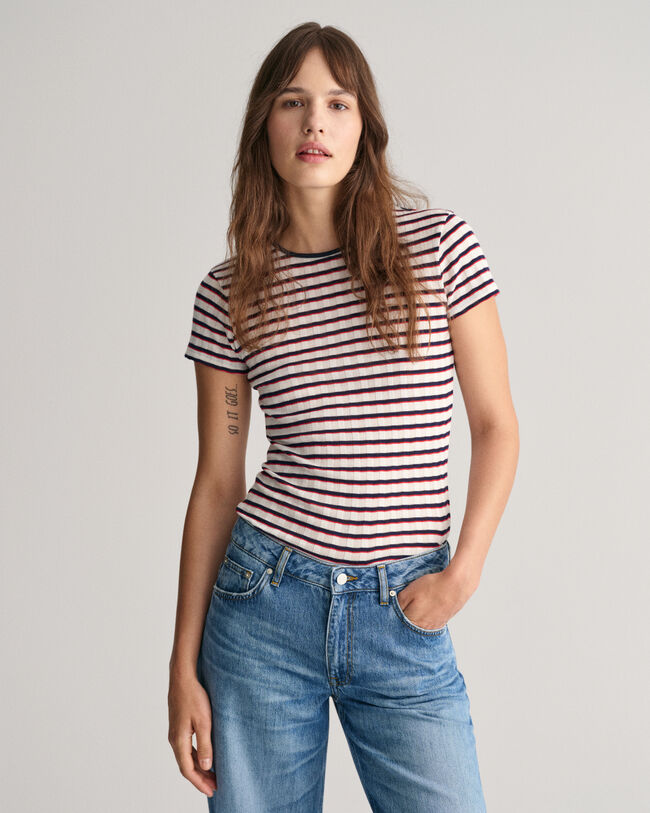 Striped Ribbed T-Shirt