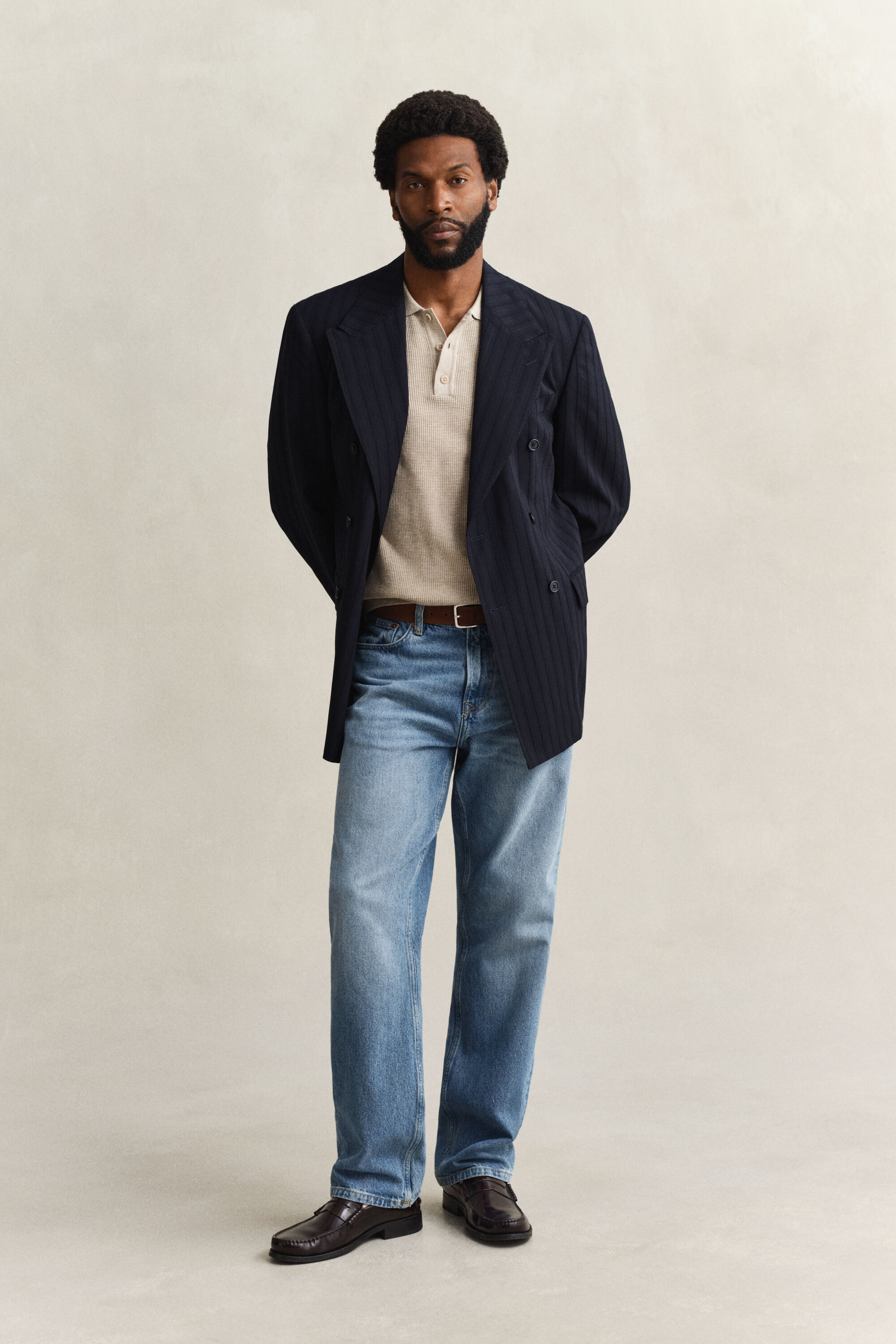 Textured Cotton Polo Sweater