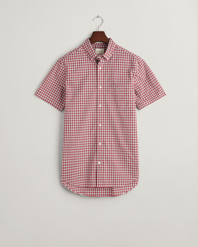 Regular Fit Micro Checked Poplin Short Sleeve Shirt - GANT