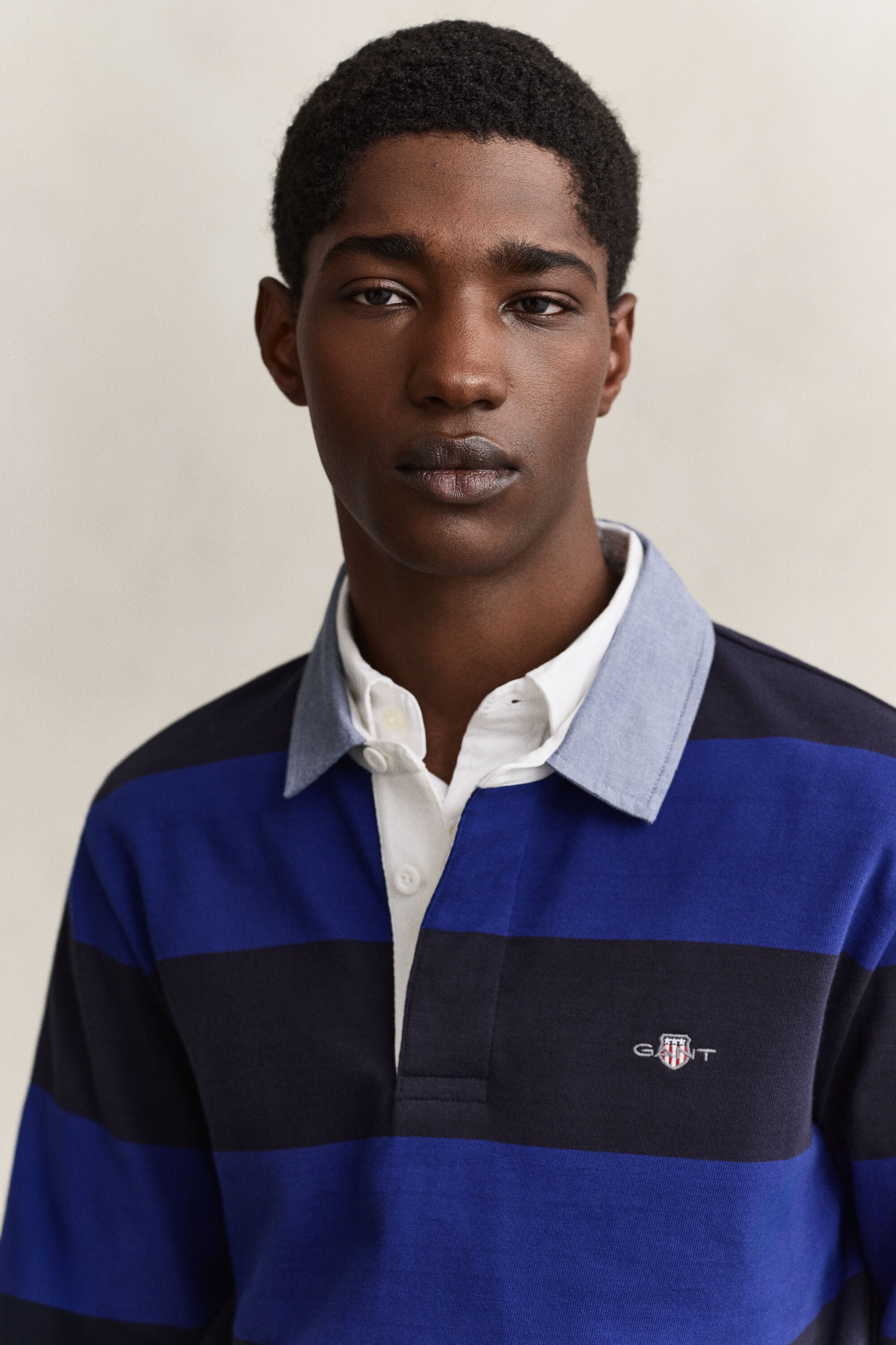 Chambray Collar Striped Heavy Rugger