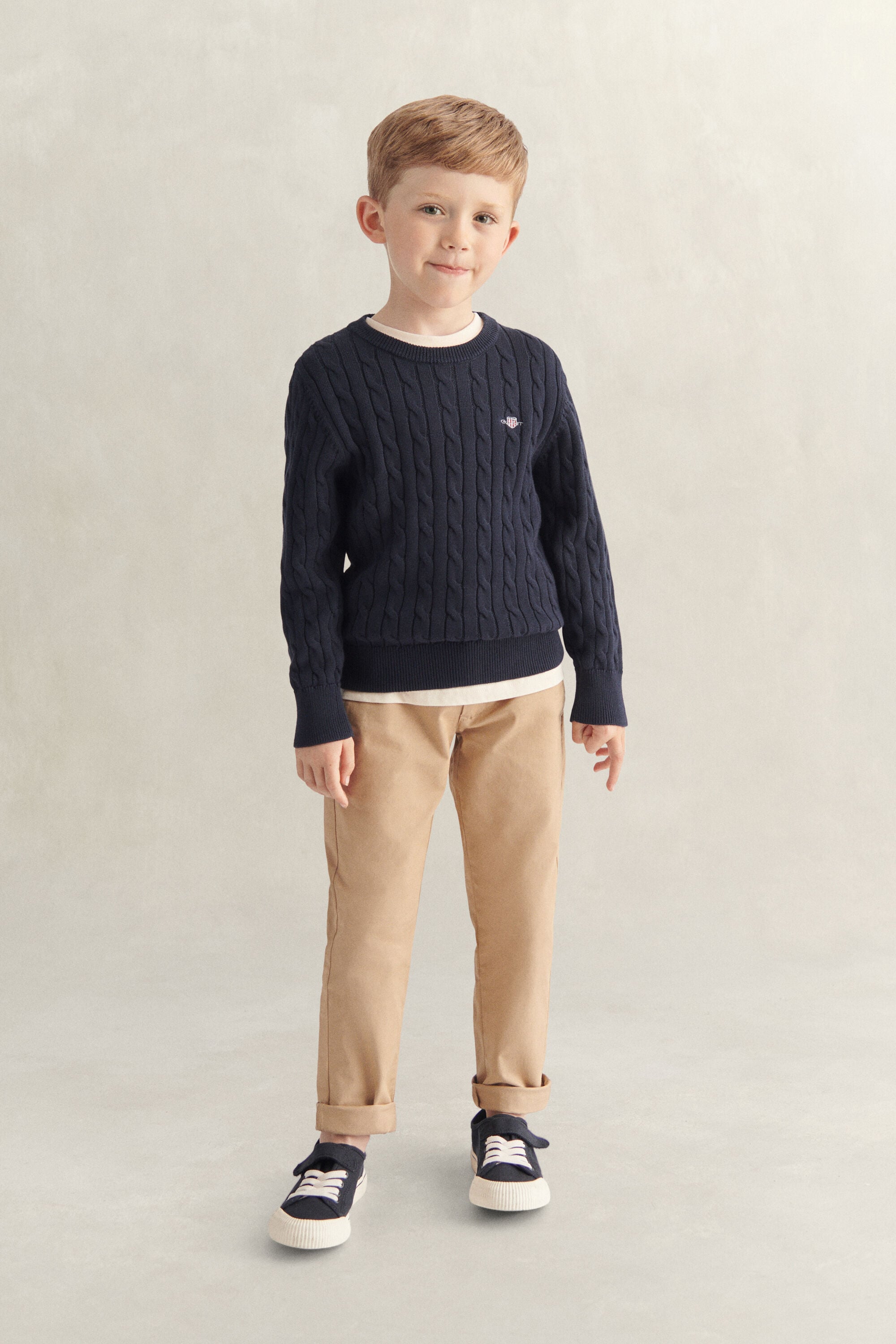Boys Shield Cable Knit Sweater