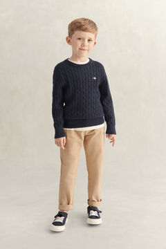 Boys Shield Cable Knit Sweater — EVENING BLUE 6