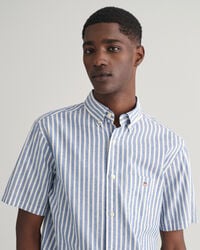 Regular Fit Striped Cotton Linen Short Sleeve Shirt