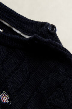 Girls Shield Cable Knit Sweater — EVENING BLUE 1