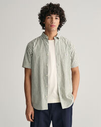 Regular Fit Striped Cotton Linen Short Sleeve Shirt