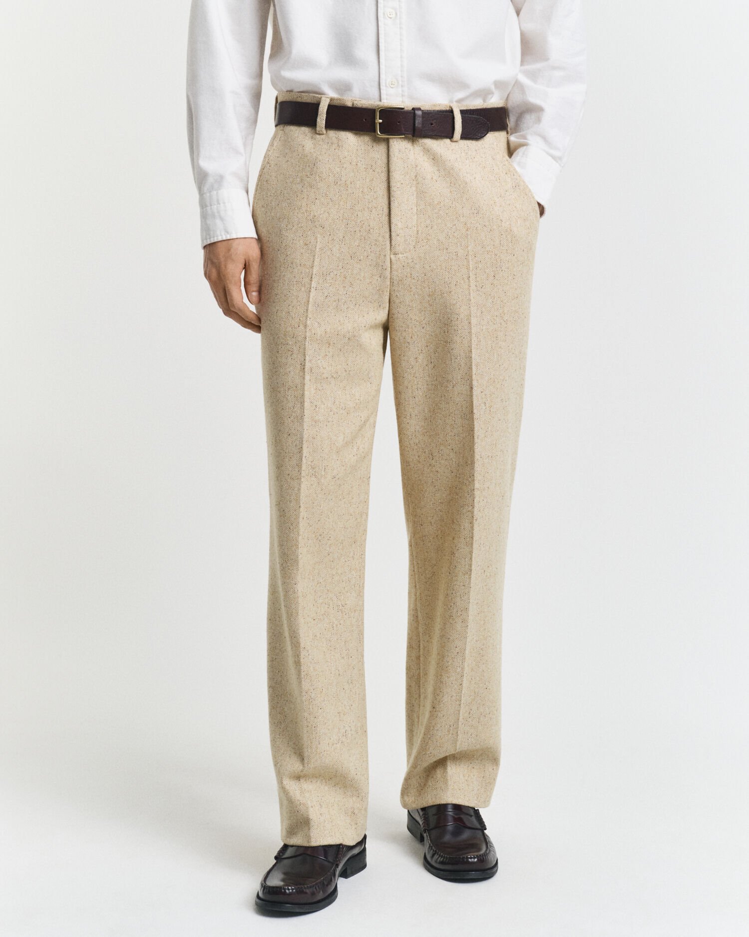 Relaxed Fit Nepps Herringbone Suit Pants