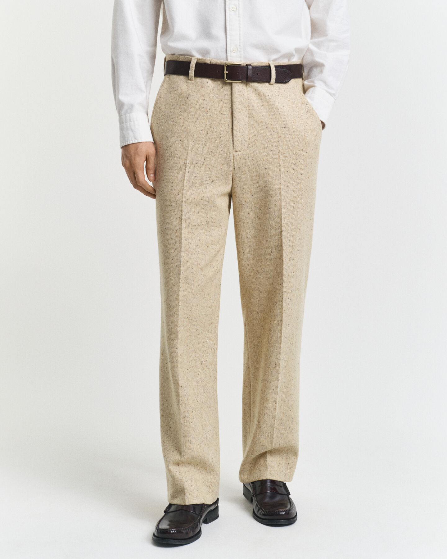 Relaxed Fit Nepps Herringbone Suit Pants