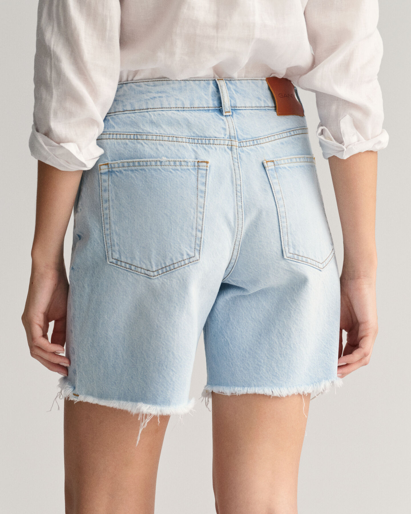 Regular Fit Mid Length Denim Shorts