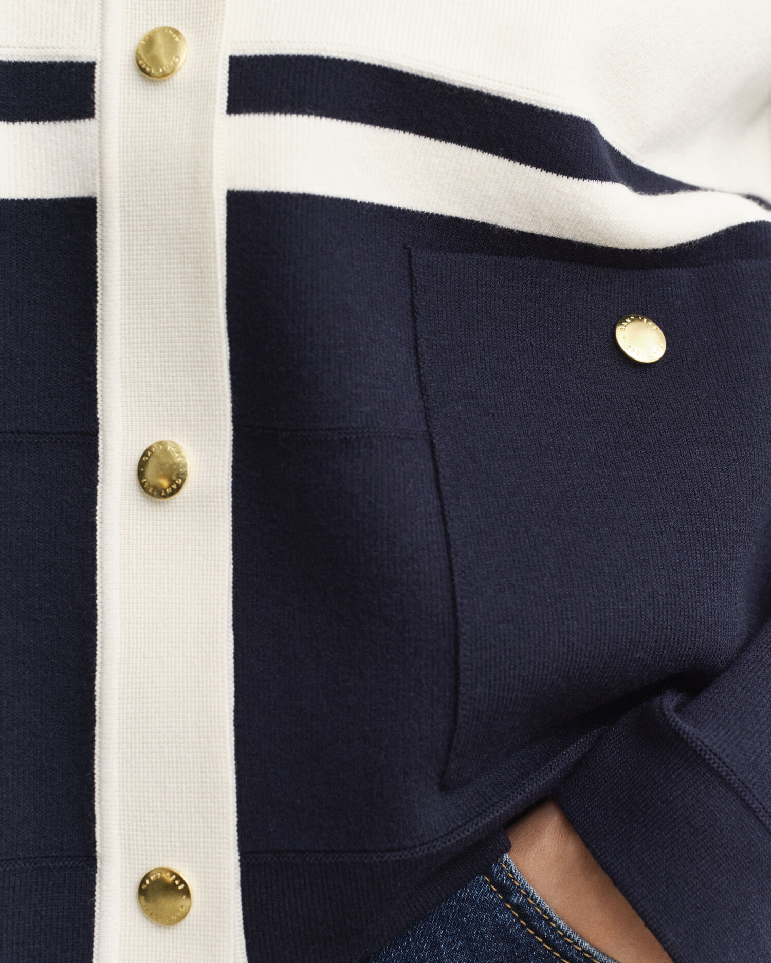 Color Blocked Cardigan — EVENING BLUE