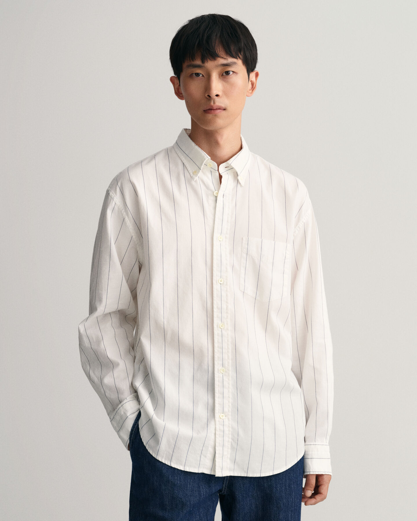 Relaxed Fit Pinstripe Oxford Shirt