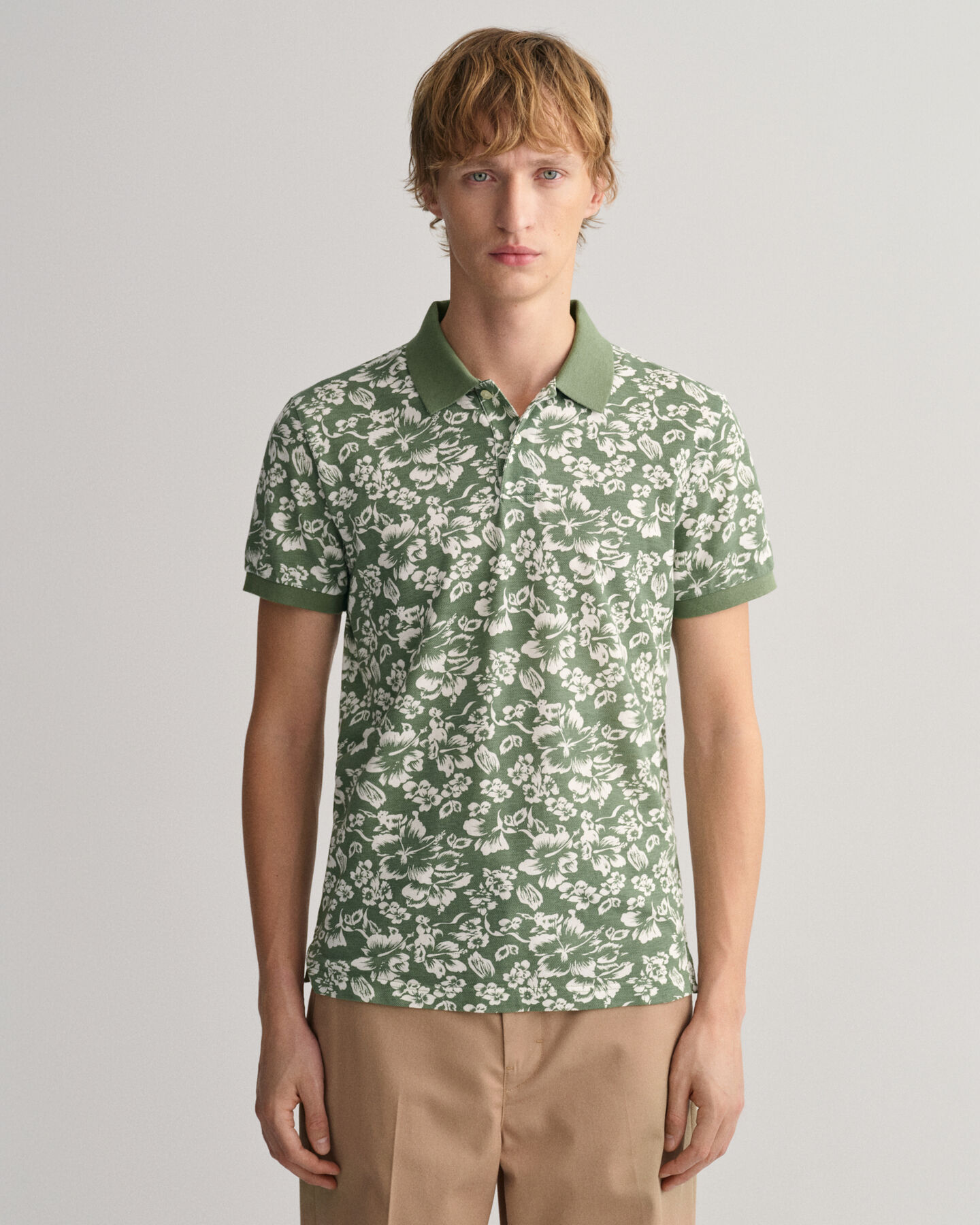 Floral Print Piqu&eacute; Polo Shirt