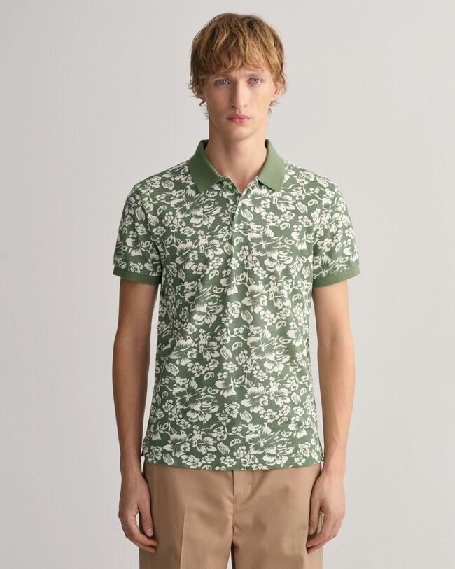 Floral Print Piqu&eacute; Polo Shirt
