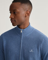 Cotton Piqué Half-Zip Cardigan