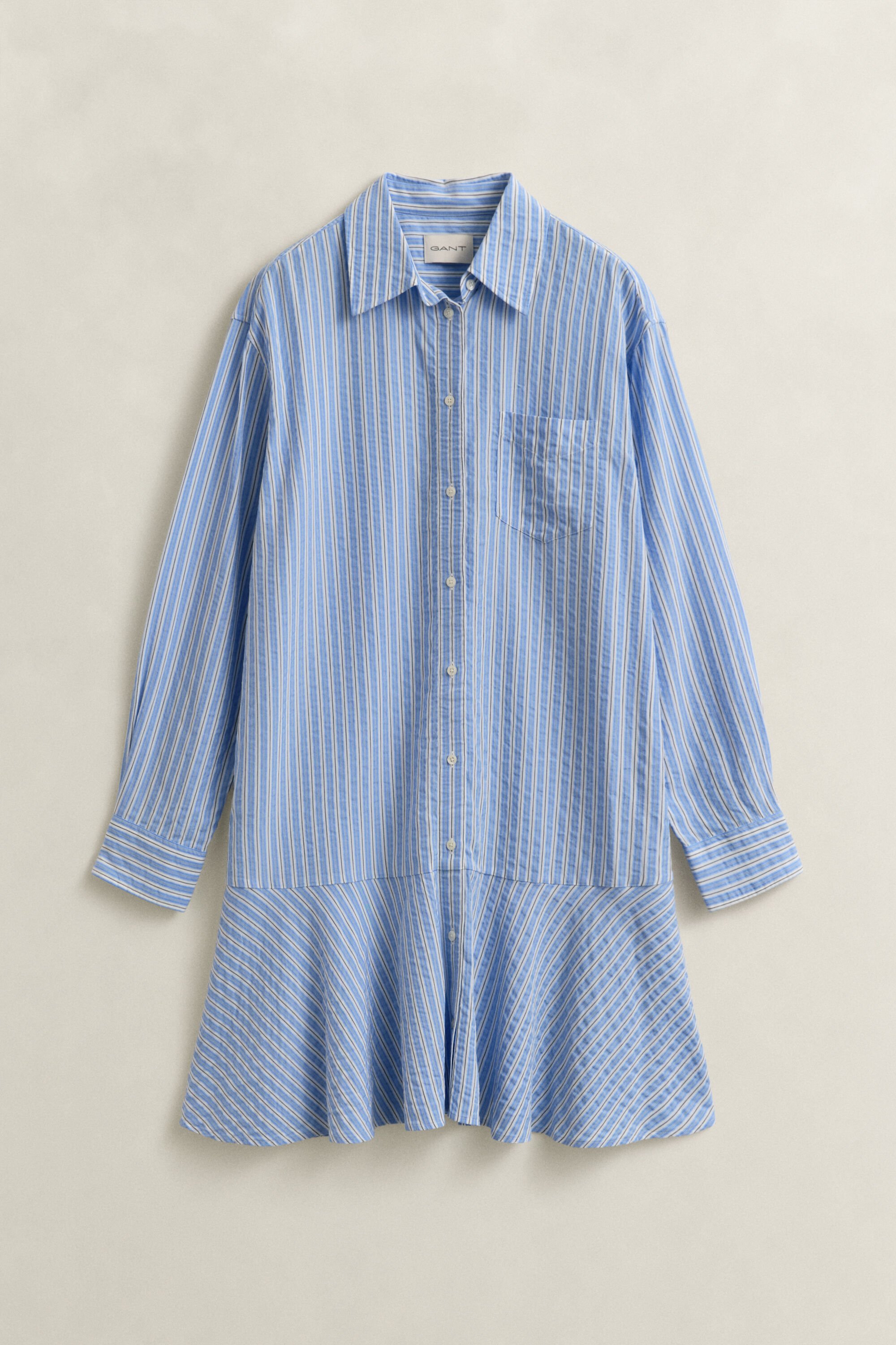 Striped Seersucker Shirt Dress