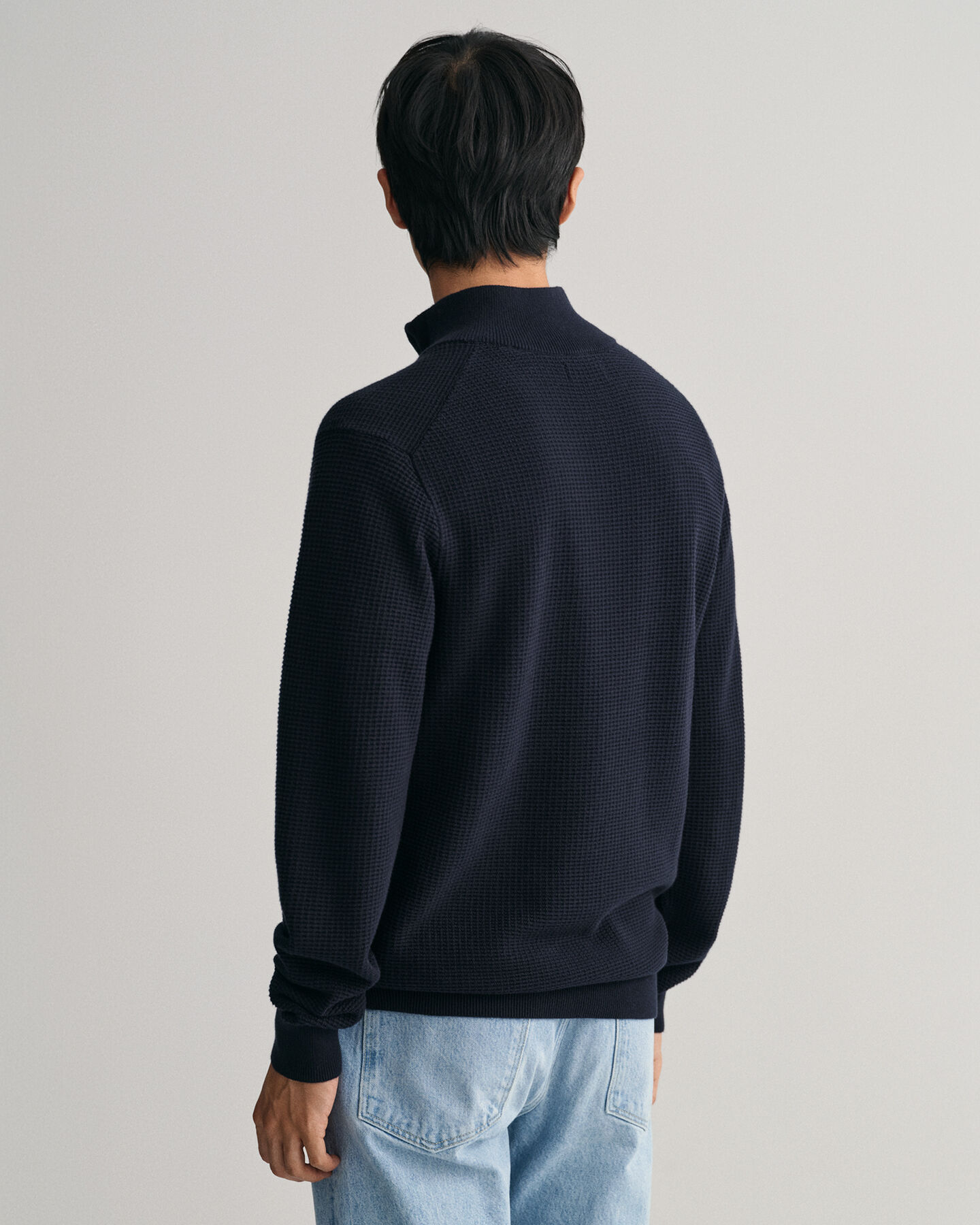 Textured Cotton Half-Zip Sweater