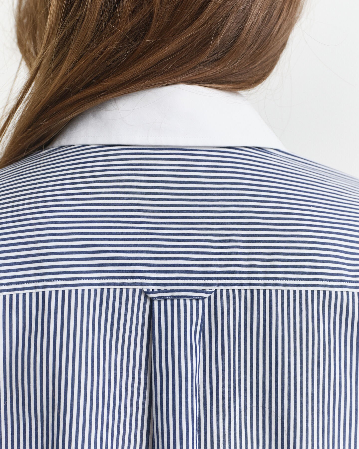 Oversized Contrast Collar Striped Shirt