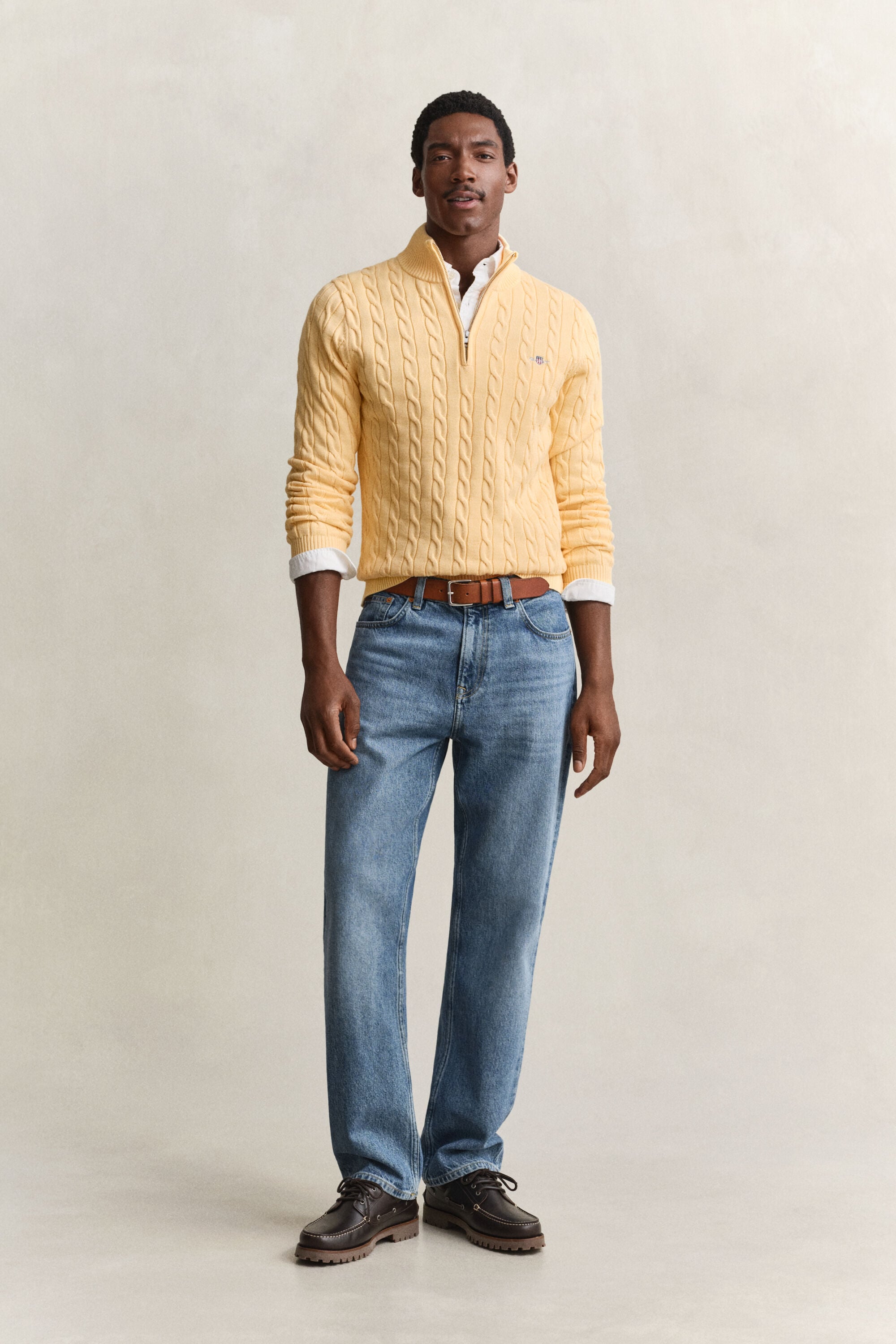 Cotton Cable Knit Half-Zip Sweater