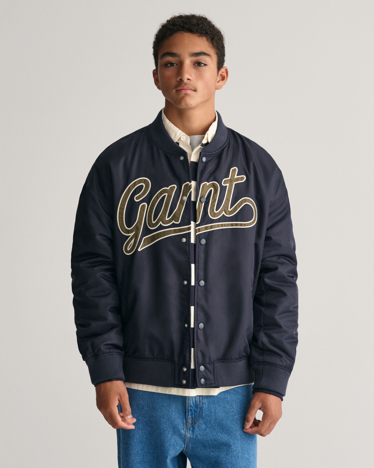 Teens Script Graphic Varsity Jacket