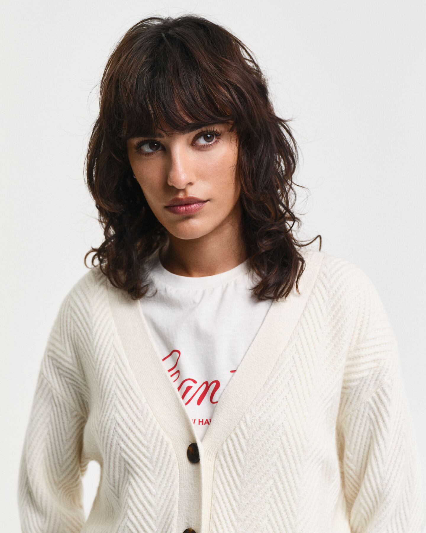 Herringbone V-Neck Cardigan