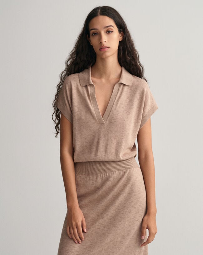Collared Linen Blend Dress