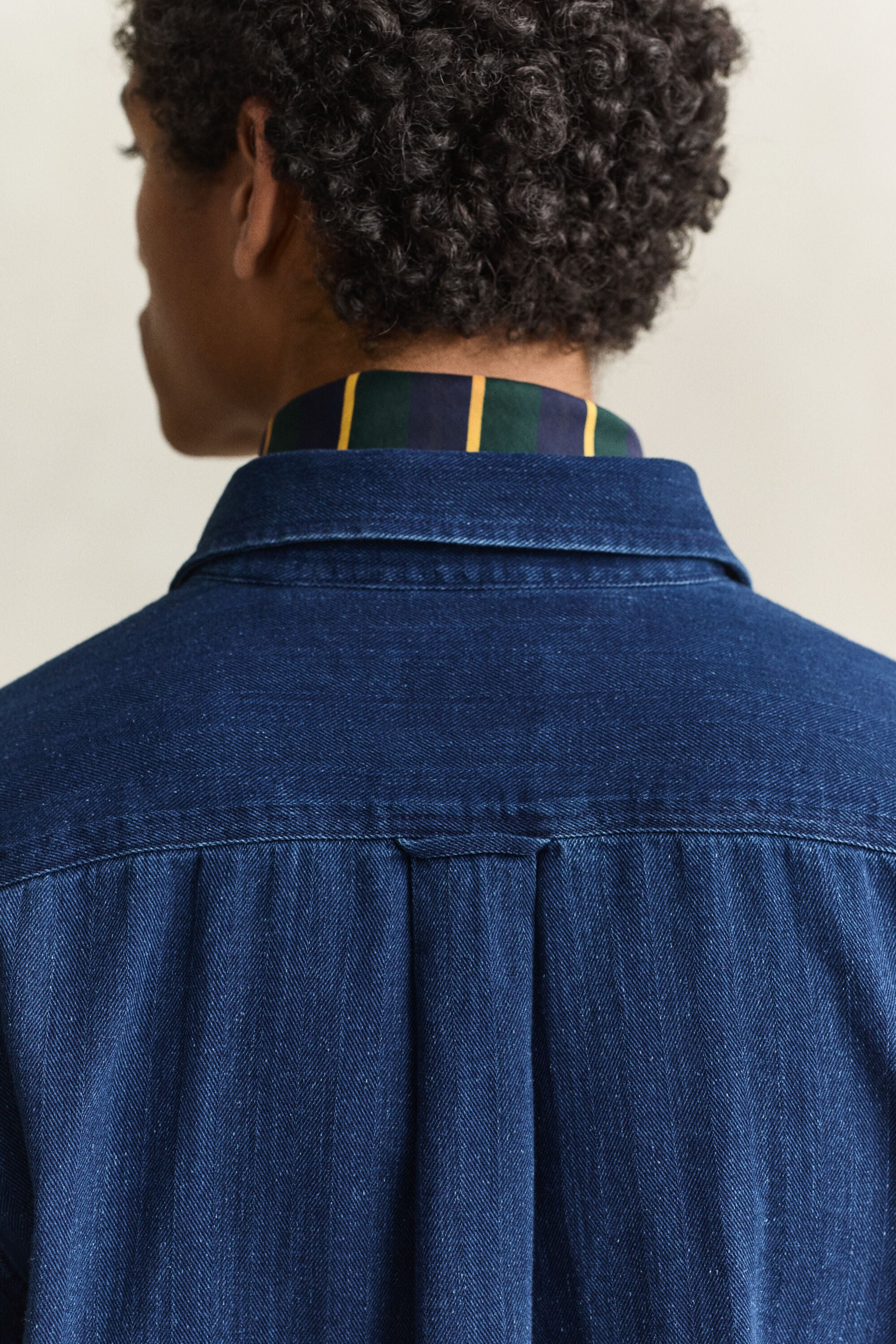 Indigo Herringbone Shirt — MID BLUE