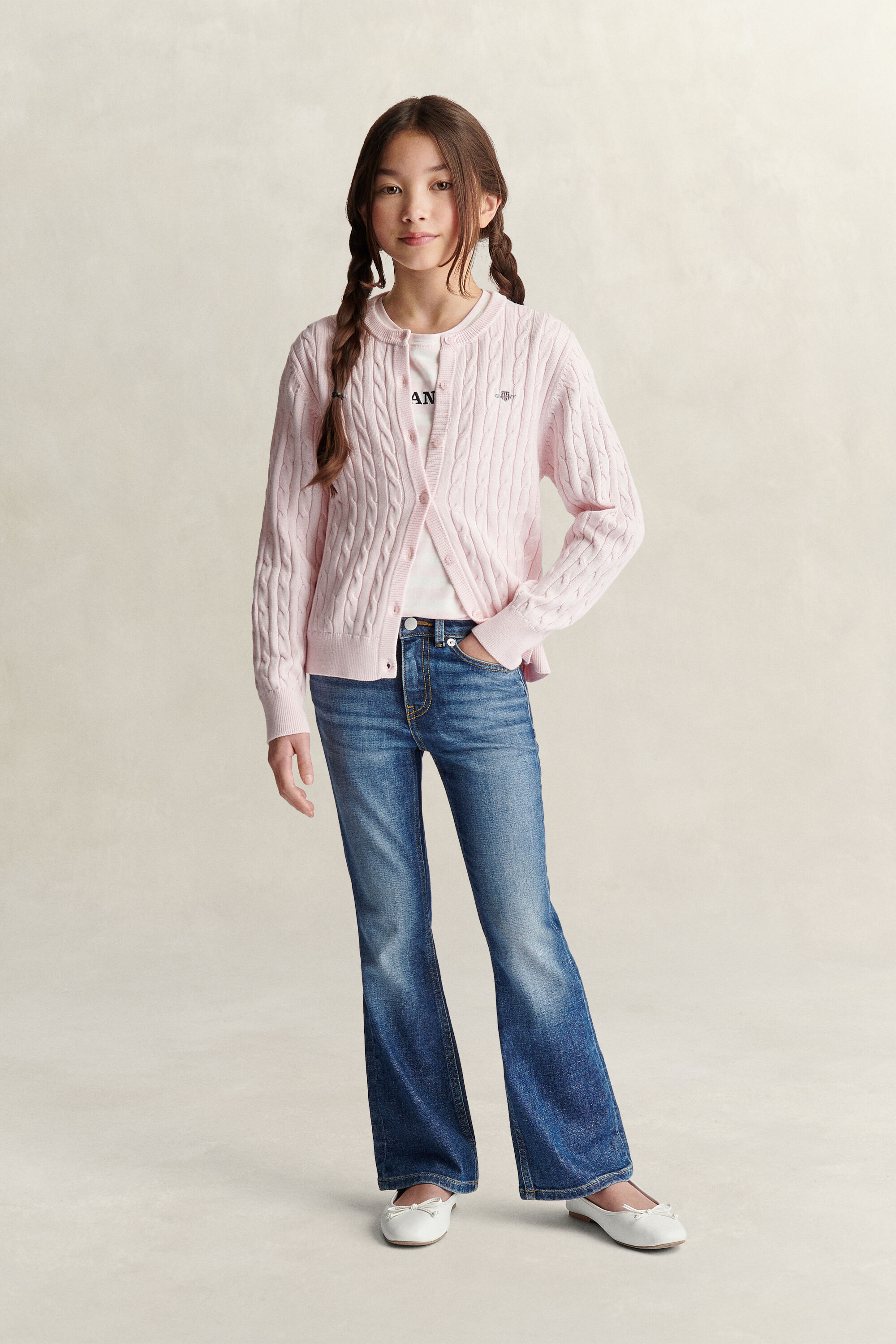 Teen Girls Cable Knit Cardigan