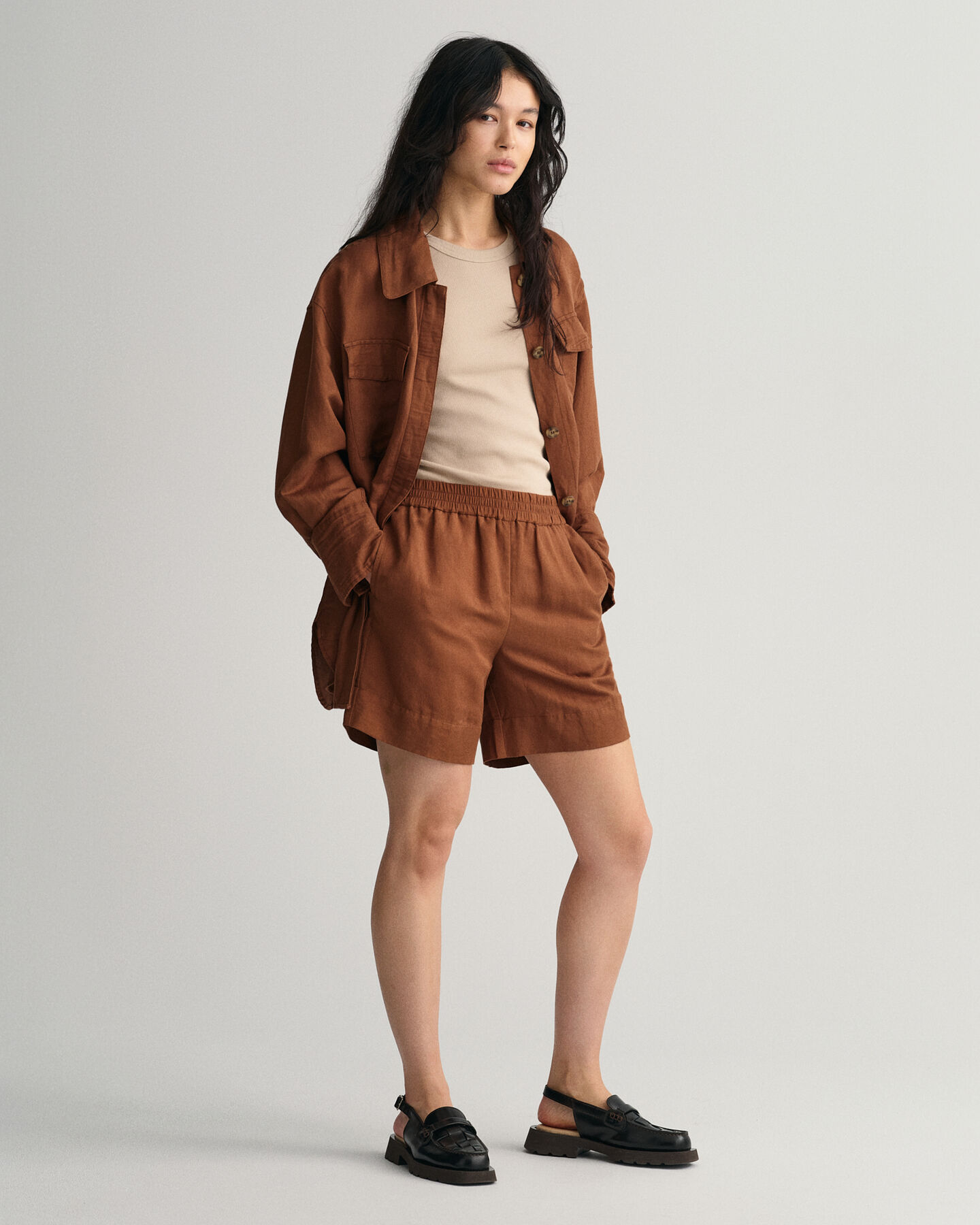 Linen Viscose Pull-On Shorts