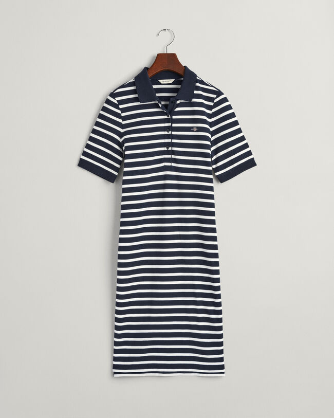 Striped Shield Piqué Polo Dress