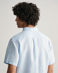 Regular Fit Houndstooth Linen Short Sleeve Shirt