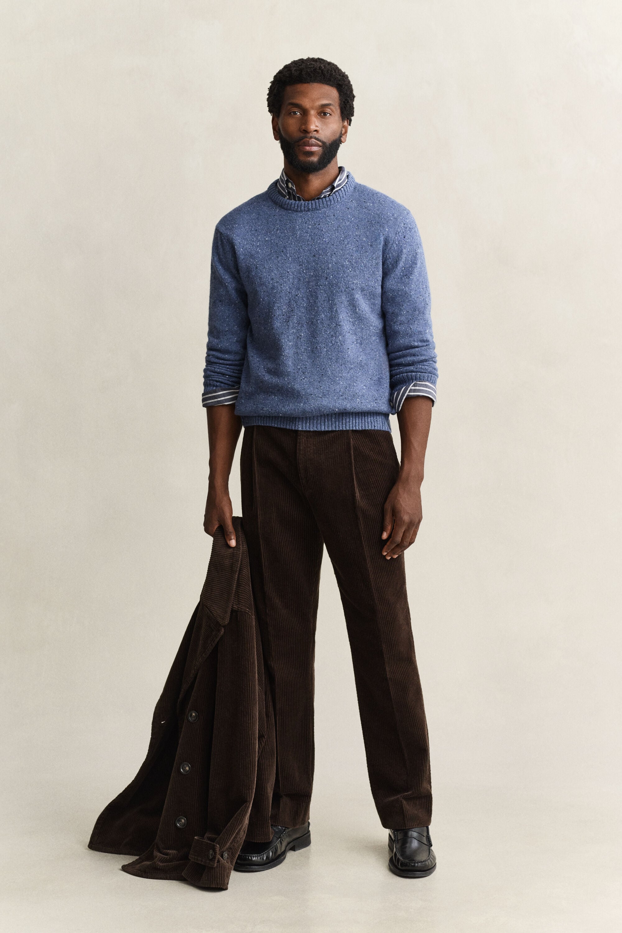 Wool Blend Nepps Crew Neck Sweater