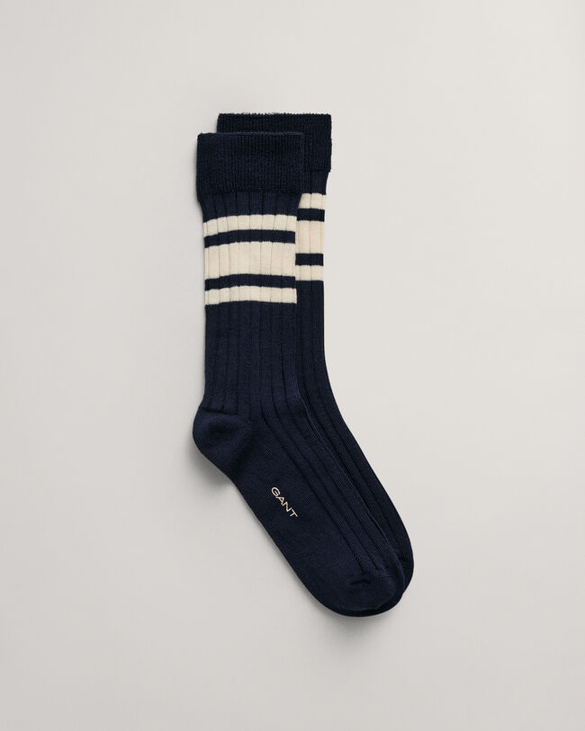 Striped Lyocell Ribbed Socks